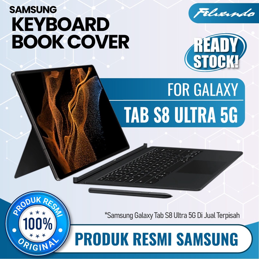 Case Samsung Book Cover Keyboard Tab S8 S8+ Ultra Hard Casing