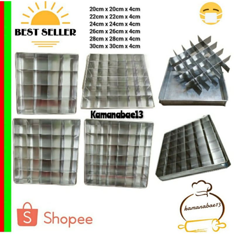 loyang sekat kue brownis loyang sekat kotak loyang bahan alumunium tebal