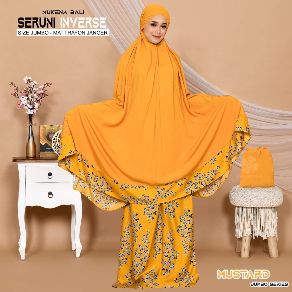 Mukena Bali seruni Jumbo-mustard invers jumbo