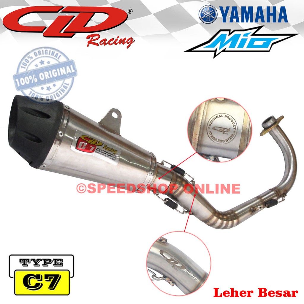 knalpot cld yamaha mio fino nouvo original type c7 130cc - 200cc leher kecil leher besar