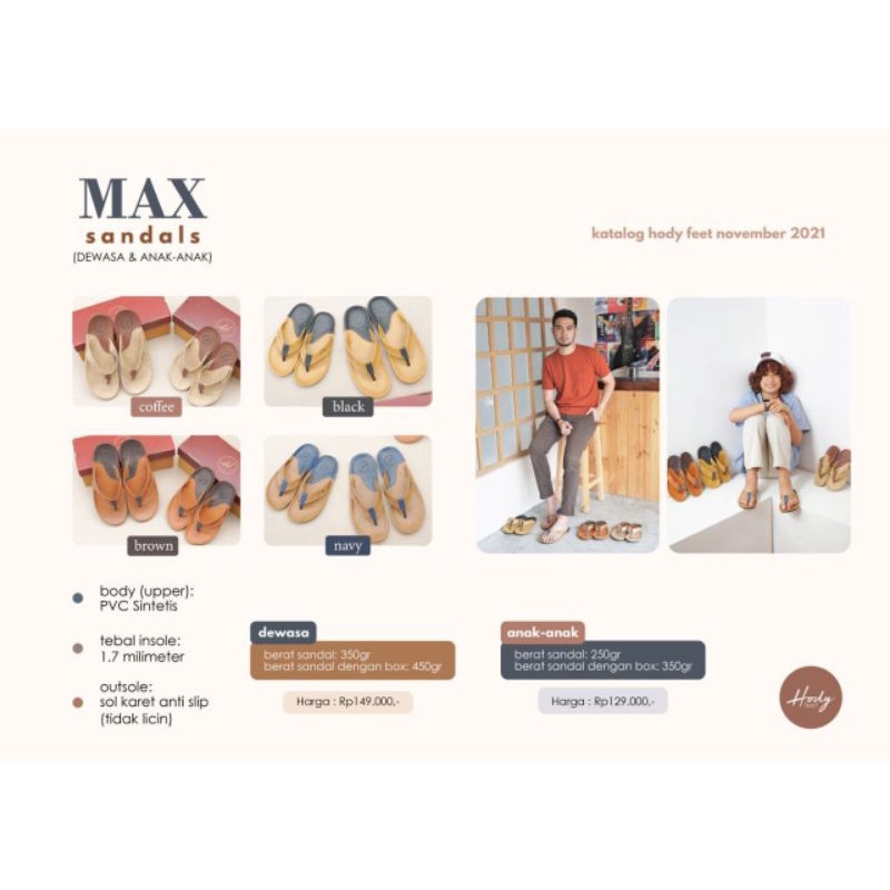 HODY// Max Sandal Dewasa dan Max Sandal Anak by Hody