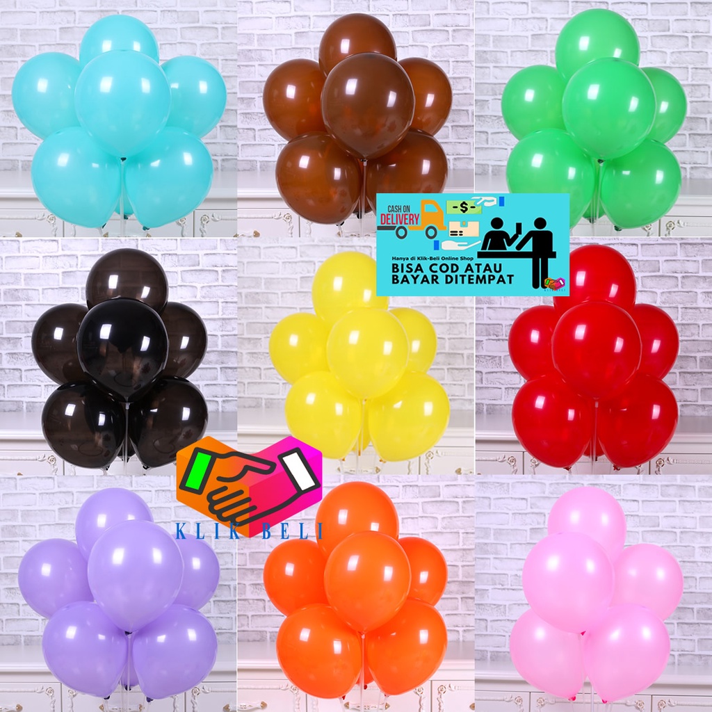 Ballon Latex Metallic Doff Warna Warni Mix Colour Balon Karet Tiup Pastel