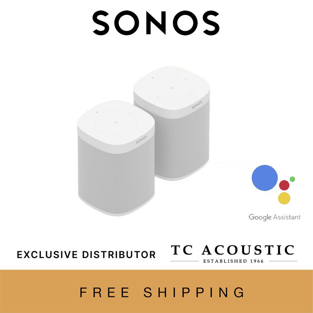 Sonos One (Gen 2) White - 2 Room Set, Smart Speakers | Google Assistant & Alexa Built-in