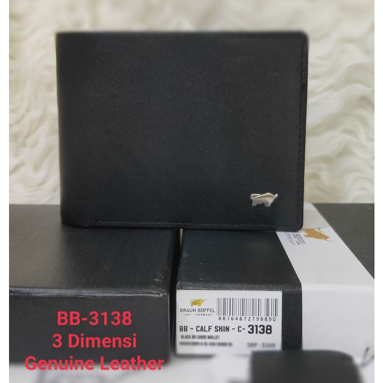Original  Dompet Pria Kulit Asli - Model 3D(3 Dimensi) Black BB 3138