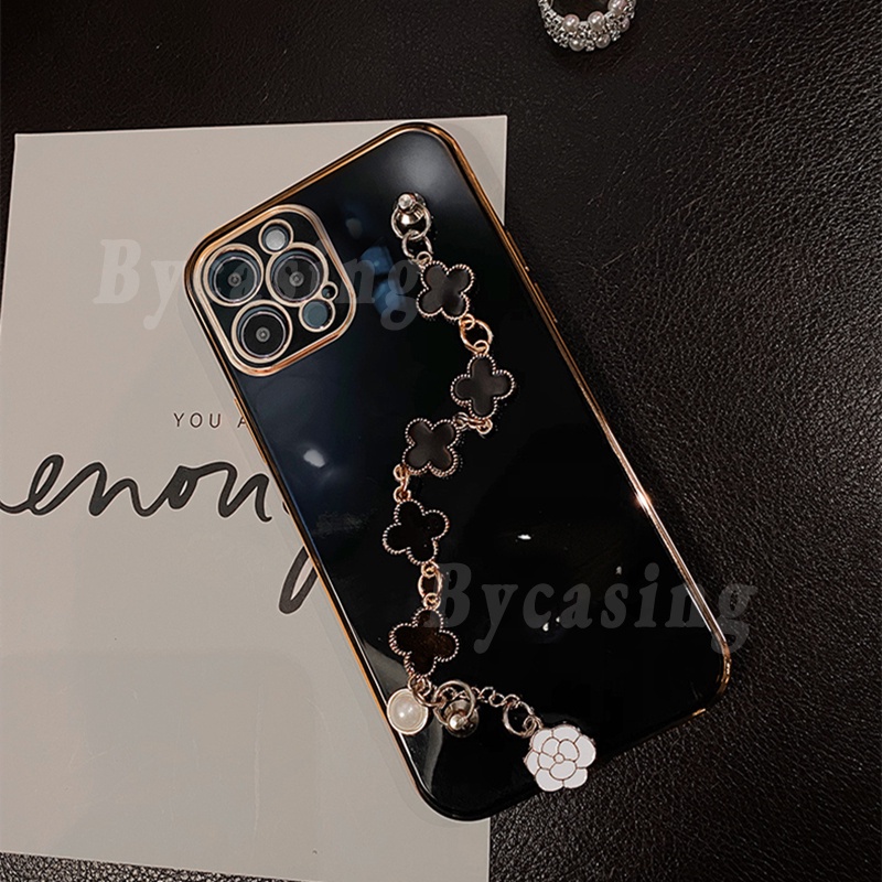 Soft Case Bahan Silikon Dengan Liontin Clover Untuk Samsung A03 A03S A13 A53 A32 A52 A72 A22 A21S A12 A31 A20S A02S A50 A11 M12