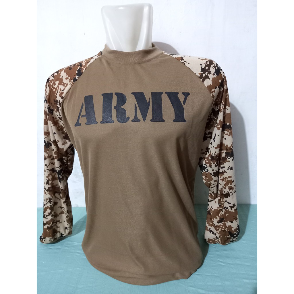 Kaos Oblong Pria Sablon ARMY Kombinasi Doreng Gurun