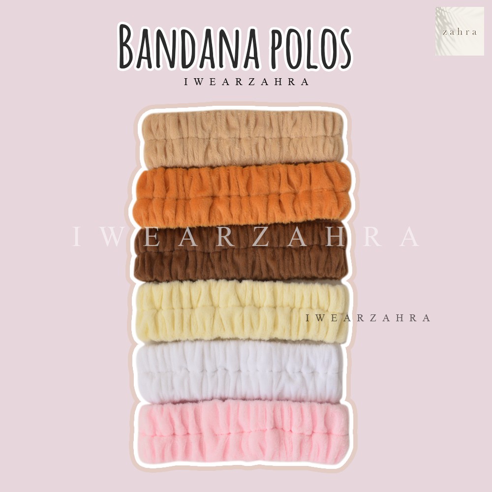 BANDANA BULU POLOS [ GROSIR 12 PC ] - Bando Cuci Muka Handuk Facial Kerut Bulu Halus Anak Doll Lucu Murah