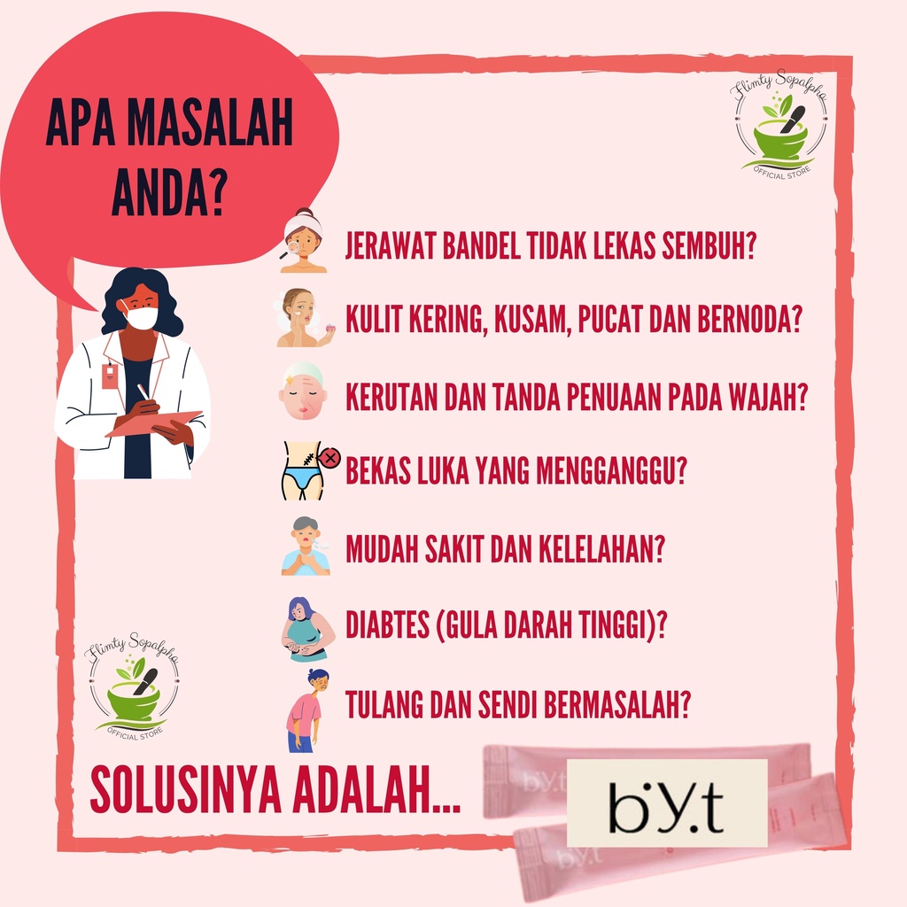 BYT Colla Byoote Collagen 1 Box Isi 16 Byotee Byote Kolagen Tripeptide Premium Ampuh Aman Halal BPOM Menyembuhkan Jerawat Bekas Luka Peradangan Nyeri Sendi dan Tulang Memutihkan Melembabkan Kulit Menghilangkan Kerutan Dan Penuaan