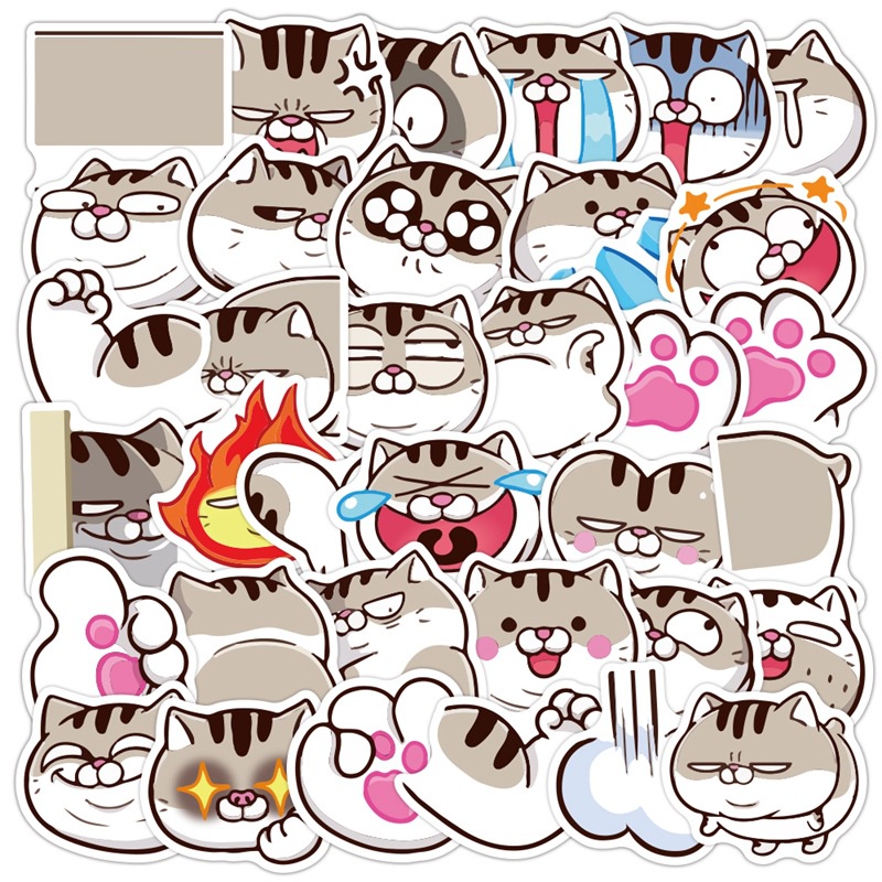 Kucing lucu stiker kreatif kartun kitten ekspresi Jurnal bahan cangkir air ponsel case epoxy tangan