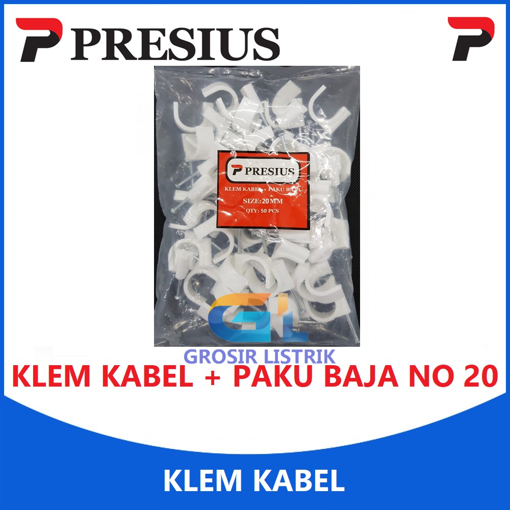 Presius Klem Kabel Listrik Paku Baja No 20 (Isi 50 biji) Ukuran 20MM MM Original Grosir Promo Murah