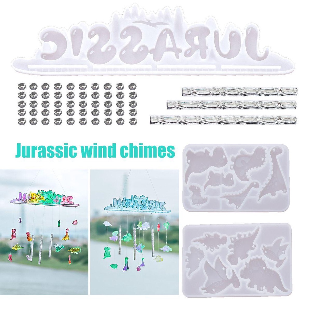 Solighter Windbell Resin Cetakan DIY Kerajinan Sabun Cetakan Lonceng Aeolian Gantungan Kunci Jurassic Dinosaurus