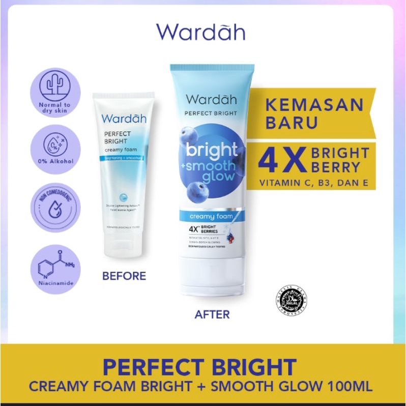 ☃Cutezz_Ching1☃&quot;New&quot;Wardah Perfect Bright Creamy Foam Smoothing/Oil Control 100ml