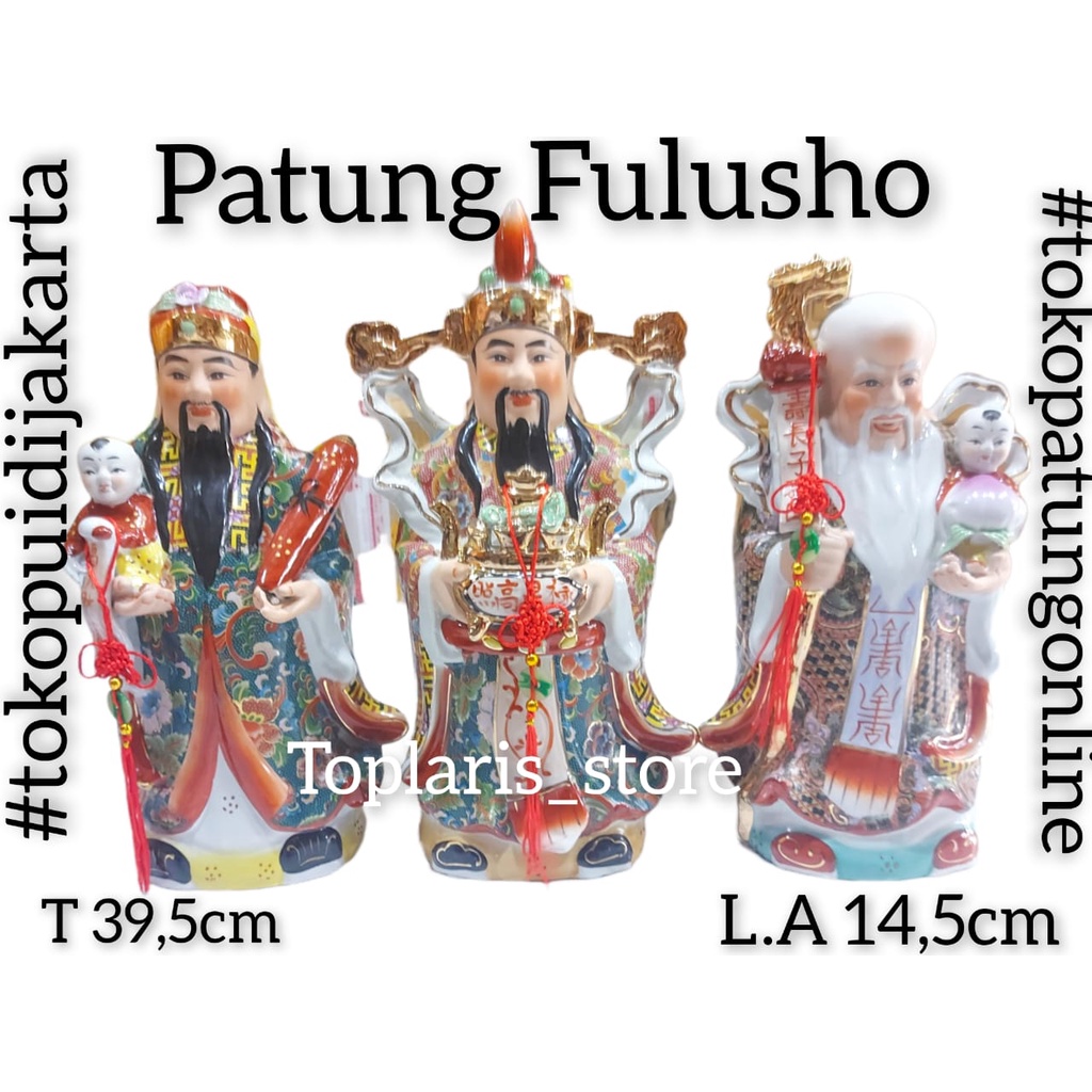 Patung Fulushou Fu Lu So Keramik 16in 022