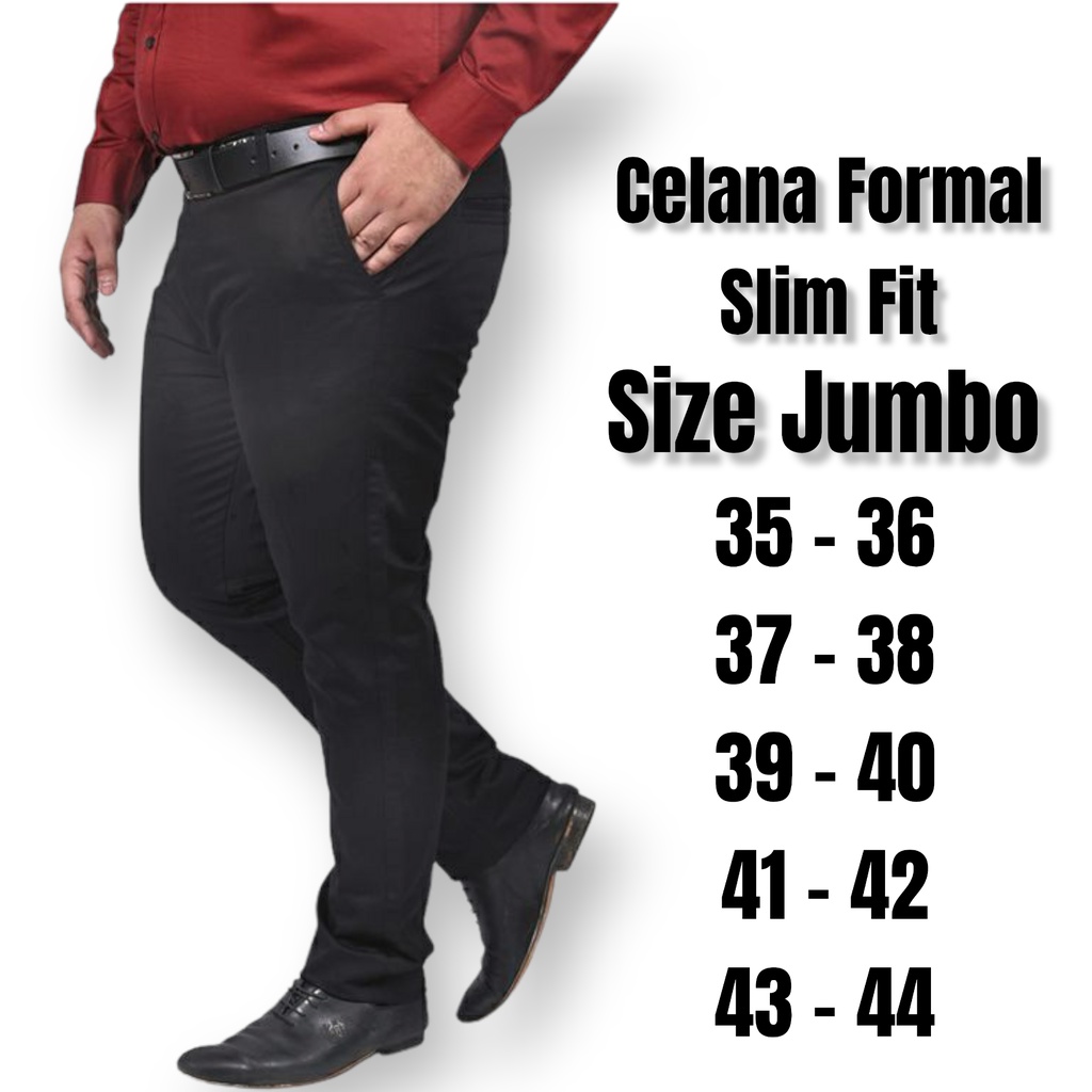 Mickonova Celana Formal Pria Bigsize Slimfit Jumbo Bahan Dasar Kain Woll Kantor Slim Fit Gede