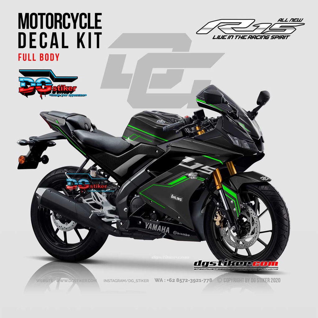 Decal Striping R15 V3 Hitam Hitech Line
