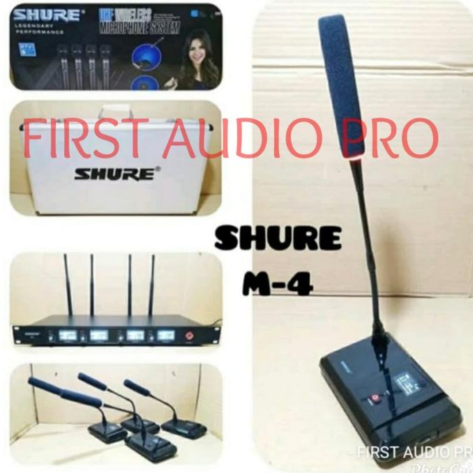 MIC WIRELESS PODIUM SHURE M4 / MIC MEJA SHURE M 4 4MIC MEJA GRADE A++