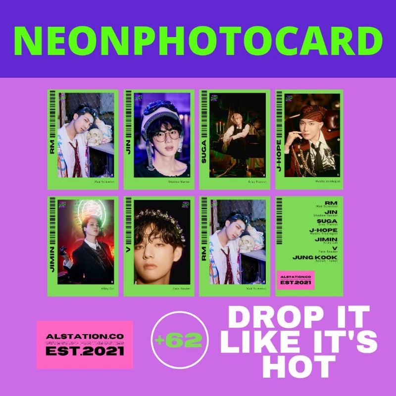 BTS NEON PHOTOCARD / KARTU BTS / PC BTS DECO