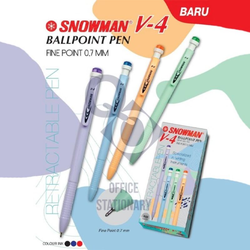 

RK Pullpen / Pen / Pulpen / Ballpoint / Bolpen Snowman V4 V 4 0.7mm 0.7 mm Lusinan Selusin