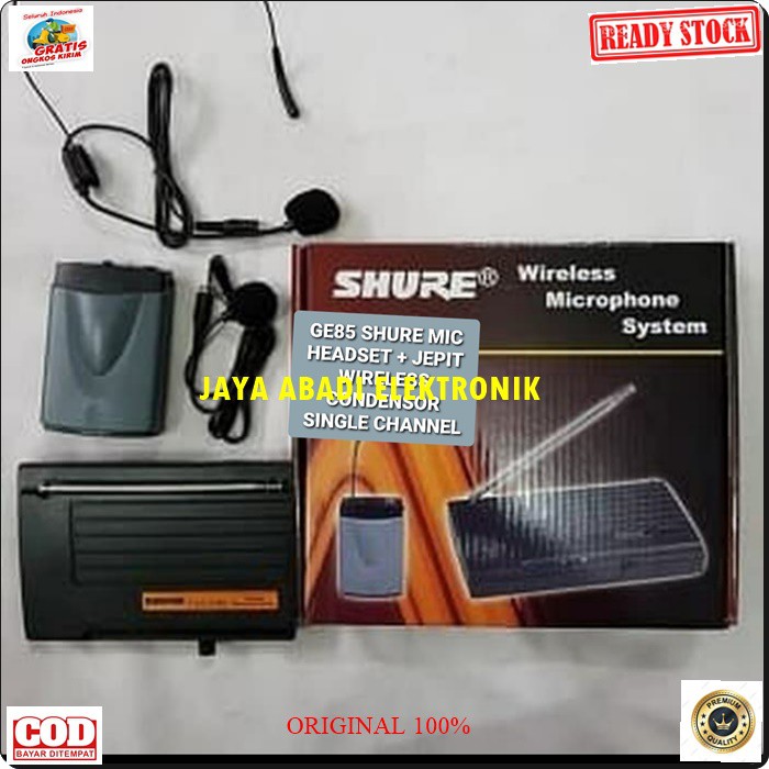 G85 SHURE MIC WIRELESS SYSTEM SINGLE HEADSET BANDO KLIP ON KANCING KERAH MIK WIRELESS MIKROPHONE PROFESIONAL PRO KARAOKE AUDIO SOUND VOKAL PANGGUNG DJ STUDIO JEPIT BAJU CONDENSOR SENSITIF AUX BISA SEGALA JENIS AUDIO SUARA JERNIIH JARAK PAKAI 20-40 METER