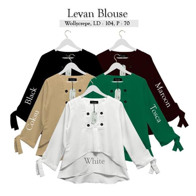 New Product Atasan Blouse Tunik Wanita Baju Muslim Blus Levan Tunik - Hitam