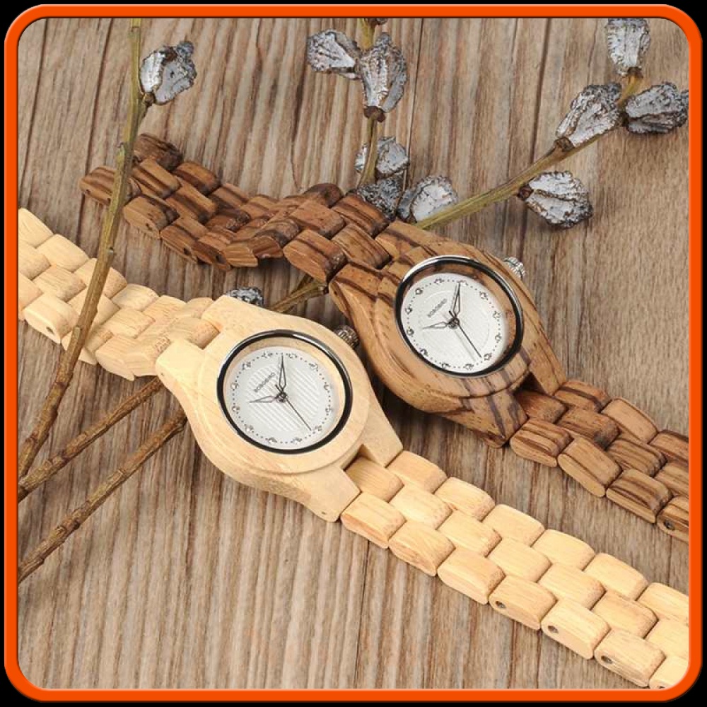 Bamboo Zebra Jam Tangan Bambu Analog Wanita - W-O29/O10