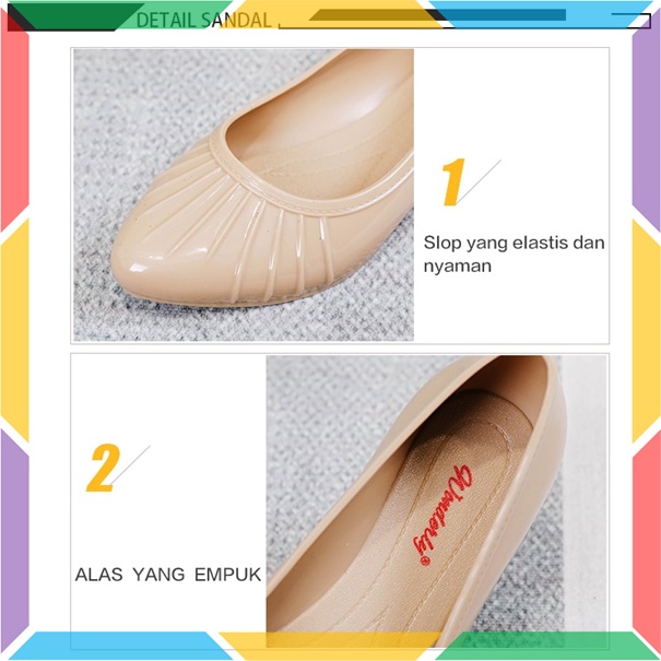 L595 Sepatu Jelly Wanita Glosy Flat Shoes Kilap Wonderly Sepatu Kerja Kuliah Cewek Glossy Glanzton