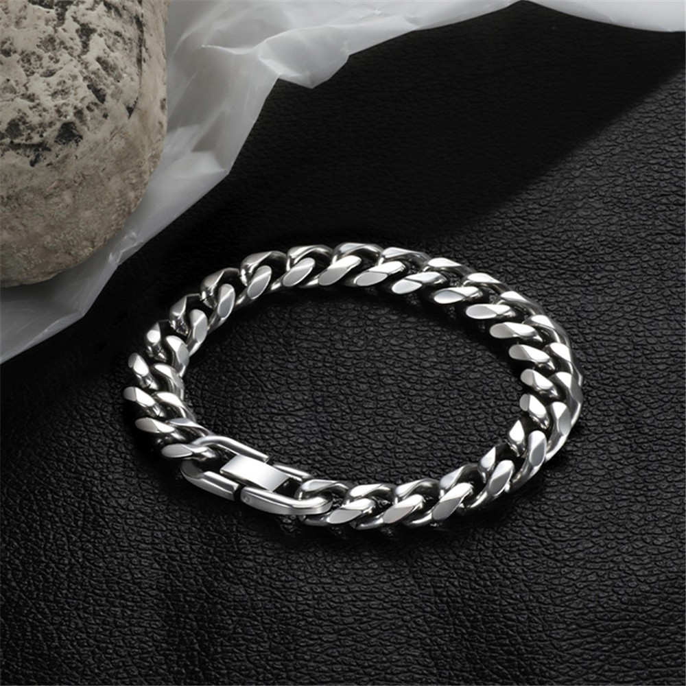 【COD Tangding】Fashion Jewelry Men and Women Titanium Steel Stainless Steel Six Side Grinding Jewelry Buckle Bracelet