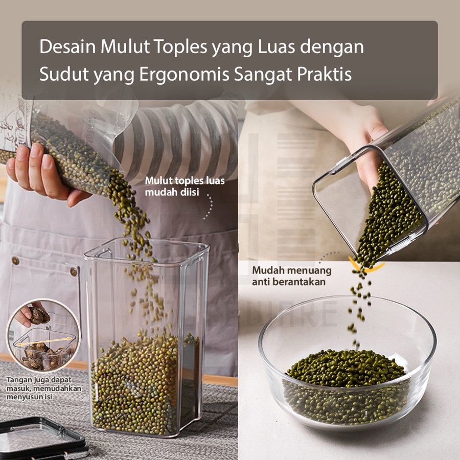 TOPLES PLASTIK KOTAK TOPLES KEDAP UDARA TOPLES Bening Tempat Penyimpanan Makanan Kue Kering Buah Sayur Kacang Snack Biji Bijian KT-601