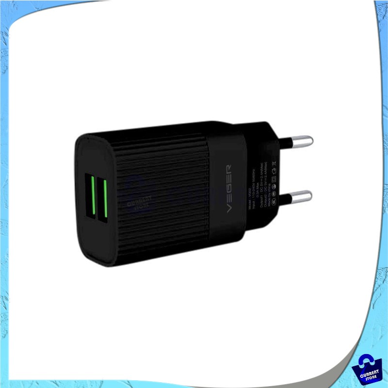 Adaptor Charger VEGER VG02 2.4A Dual USB