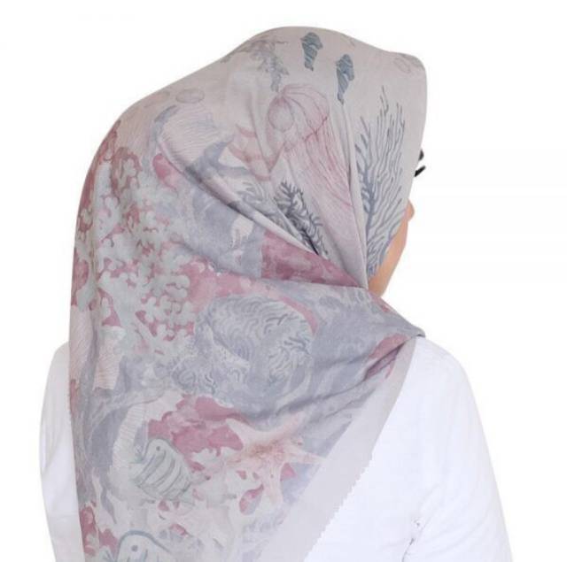 Terlaris !! Hijab Segiempat Voal Motif Button Scarf | Kerudung Segiempat Motif | Jilbab Voal