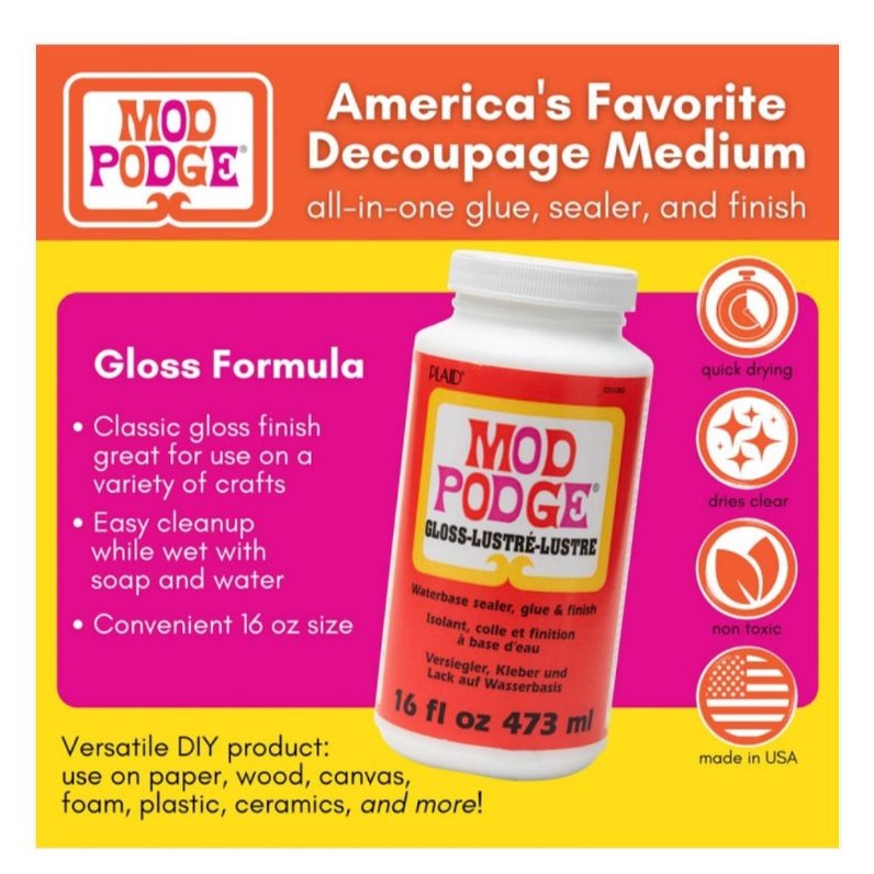 

Mod Podge Gloss 16 fl oz ( 473 ml ) & Mod Podge Matte 16 fl oz ( 473 ml ) ModPodge varnish gloss Mod podge varnish clay matte