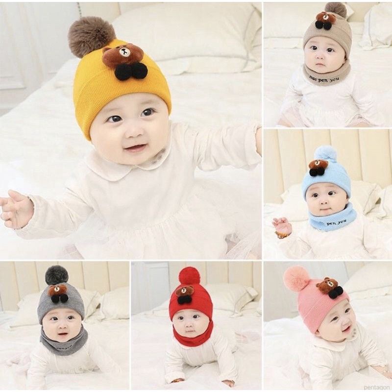 Topi Bayi BONEKA BEAR/Topi kupluk boneka(0-3tahun)