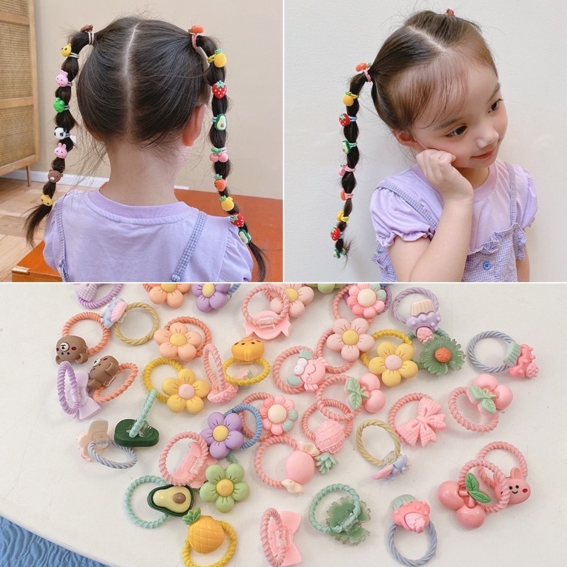 [Delunashop_ACC]HairBands Set 10Pcs Ikat Rambut Karakter ikat rambut Anak Wnaita Perempuan pita