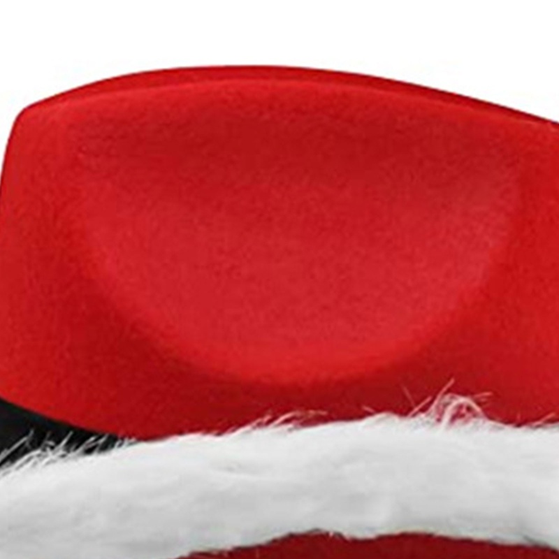 Topi Cowboy Model Tepi Lebar Warna Merah Gaya Barat Untuk Natal