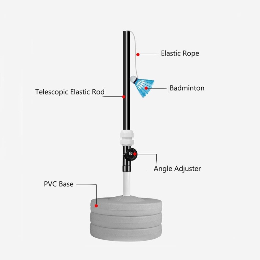 Badminton Trainer latihan sendiri mandiri alat mantul bulu tangkis KOK - Carbon Telescopic + Raket