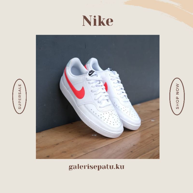 SEPATU NIKE COURT VISION WHITE ORANGE LOW WMNS ORIGINAL