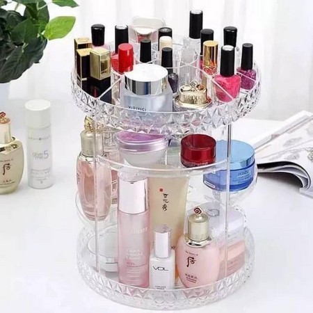 RAK KOSMETIK ACRYLIC PUTAR 360 DERAJAT DIAMOND - RAK MAKE UP - ORGANIZER MAKEUP