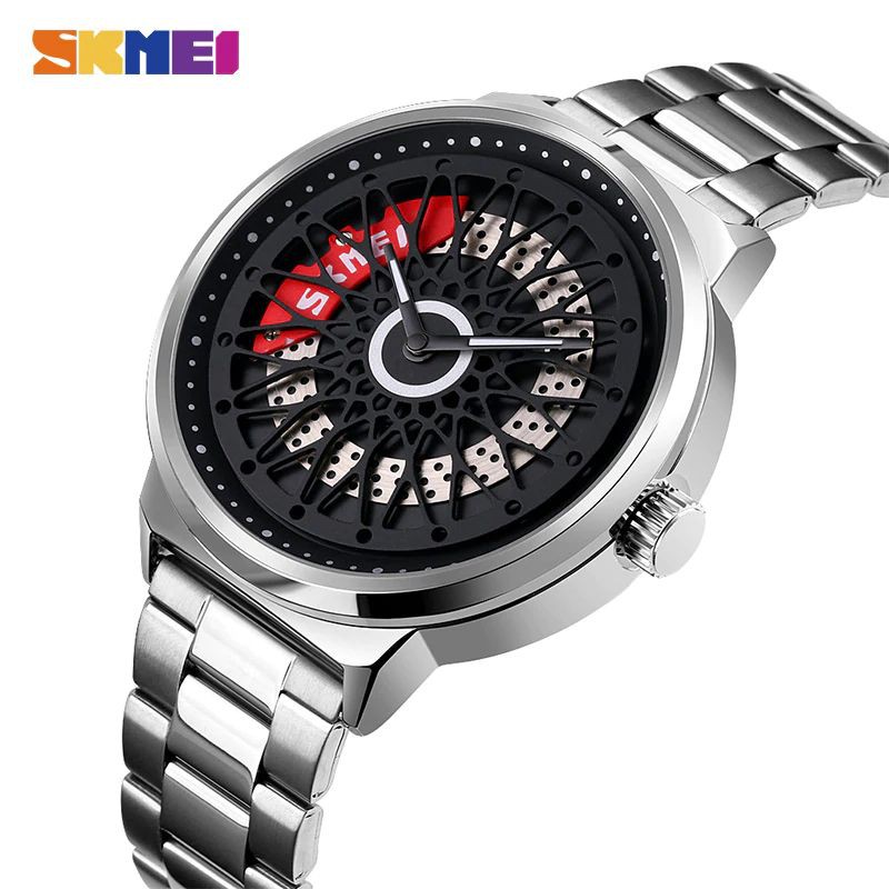 SKMEI 9217 Jam Tangan Pria Analog Tali Stainless Kulit WATCHKITE WKOS