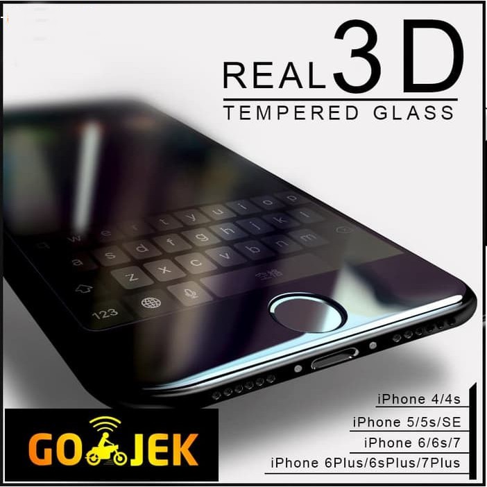 Tempered Glass Full Iphone 7 - Hitam 9D Full Lem