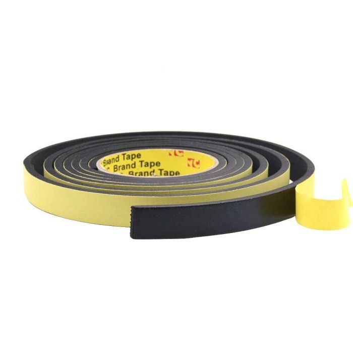 Lis Strip Pintu Door Foam Sponge Rubber Seal 5 Meter - KK-062 - Hitam, 10x3mm