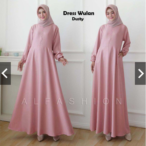 Termurah Baju Gamis Ramadan Syari Polos Wanita Muslim WULAN Agen