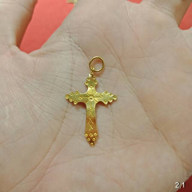 24K Mainan Liontin kalung anak dan dewasa emas asli 0,5 0.5 setengah 1 satu g gr gram love Allah salib kubah