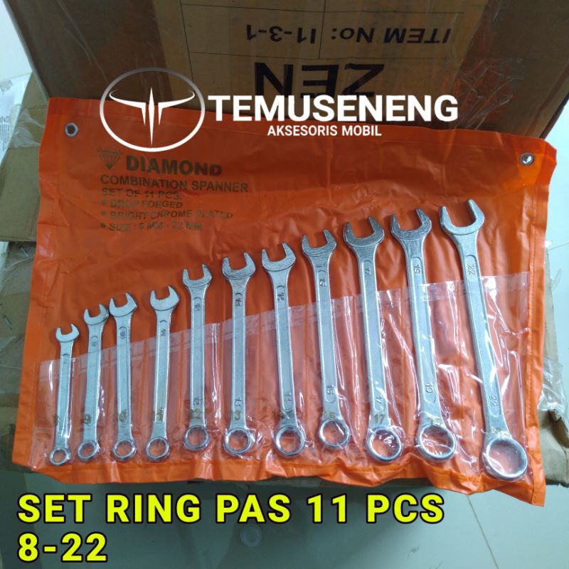 Murah Set Kunci Ring Pas 11 Pcs 8-22 Mm Merk Diamond Bengkel Mobil Motor Alat Bengkel Kunci Bengkel