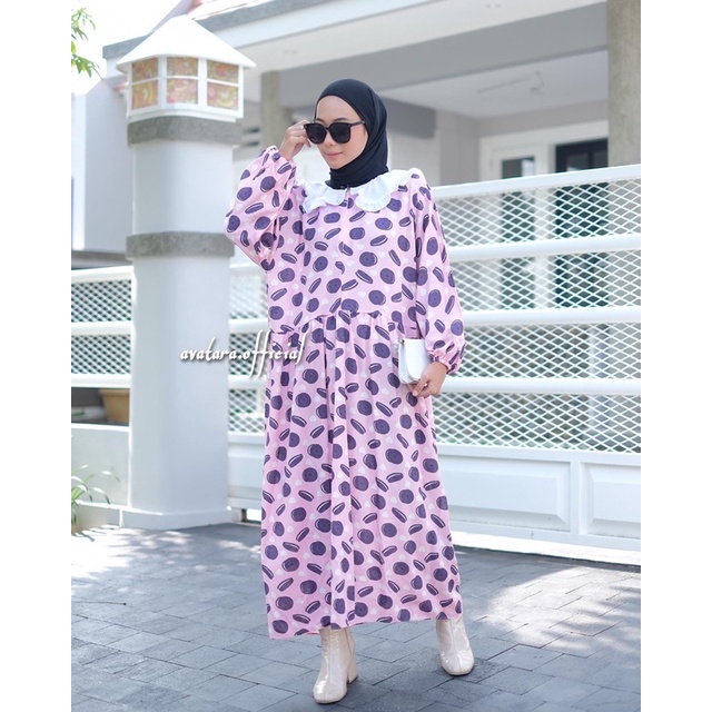 Oreo midi dress jumbo rayon viscose/dress jumbo rayon/jumbo motif rayon viscose premium