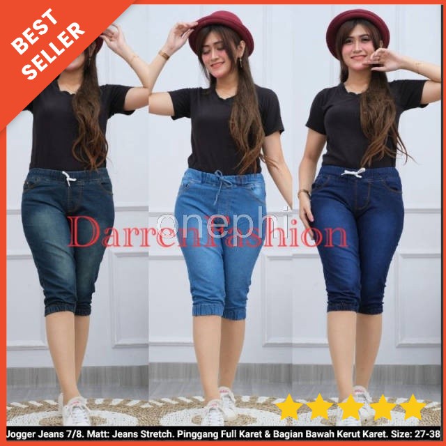 Celana Jogger Jeans 7/8 Untuk Wanit Dewasa . Celana Pendek Jogger Murah . Jogger Jeans 7/8