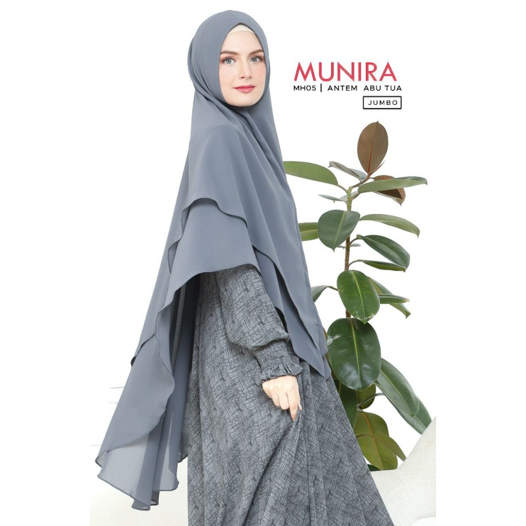 Khimar syari polos ceruty jumbo munira jilbab khimar instan pet busa