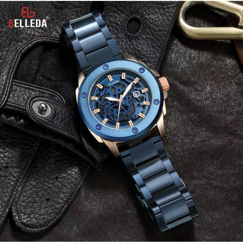 Jam tangan pria/New bellada original,Strap stainless steel back,Tanggal aktif