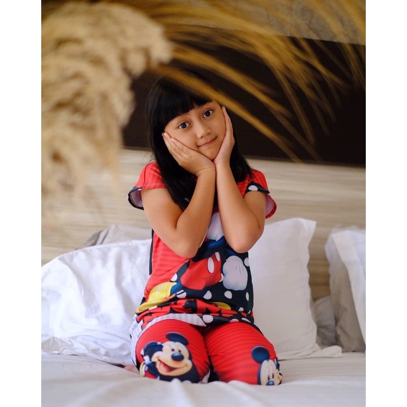 setelan anak mickeymouse lucu , set baju anak perempuan