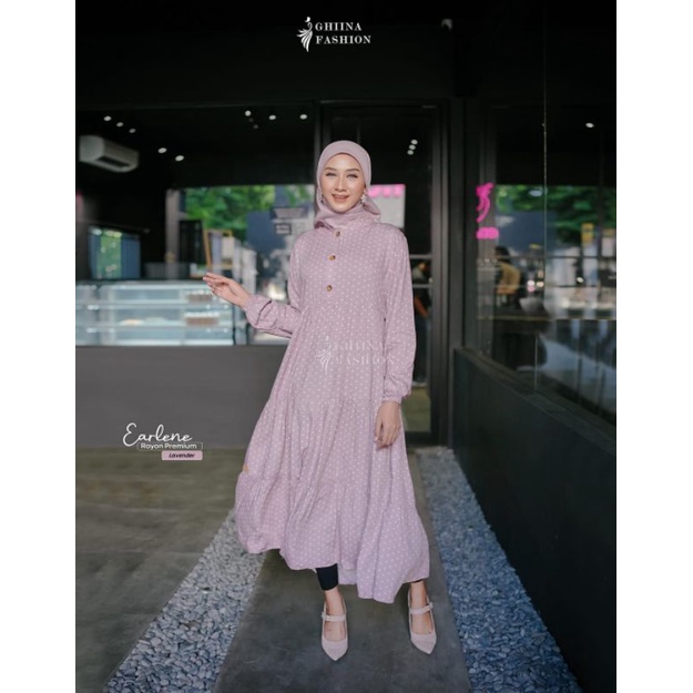 Gamis Rayon Long Tunik/Earlene Midi Dress Ghina Fashion