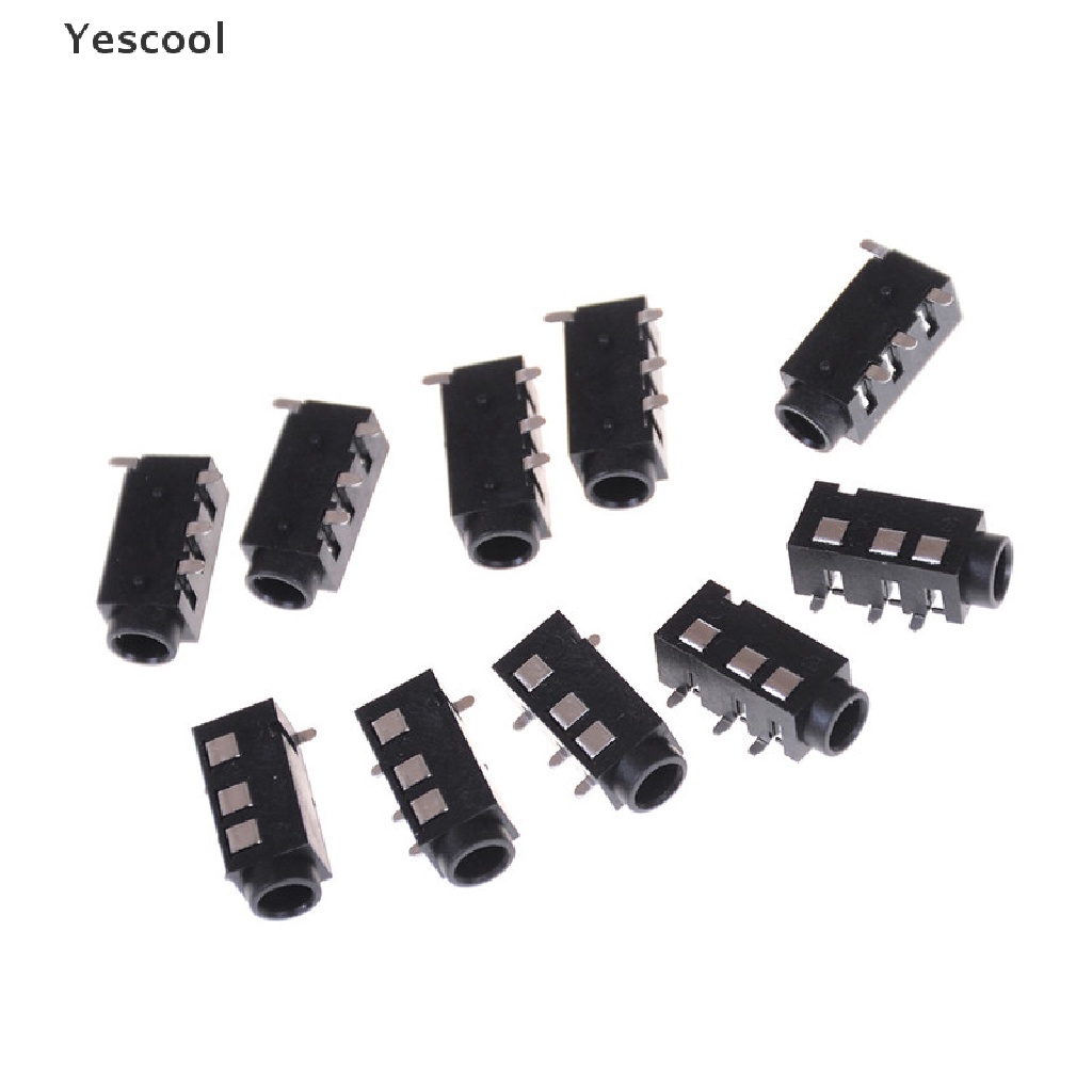 Yescool 10pcs PJ-320D 4 Pin SMD 3.5mm Female Konektor Jack Headphone PCB Mount